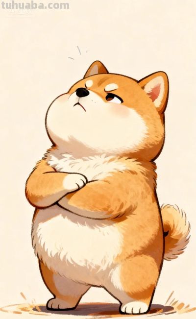 手绘风格生气的柴犬宝宝 - 图画吧TUHUABA