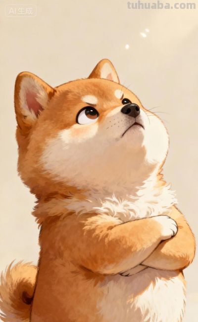 手绘风格生气的柴犬宝宝 - 图画吧TUHUABA