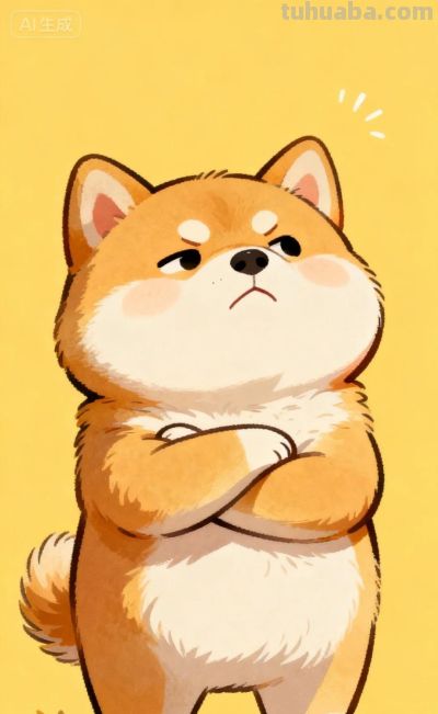 手绘风格生气的柴犬宝宝 - 图画吧TUHUABA