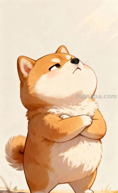 手绘风格生气的柴犬宝宝 - 图画吧TUHUABA