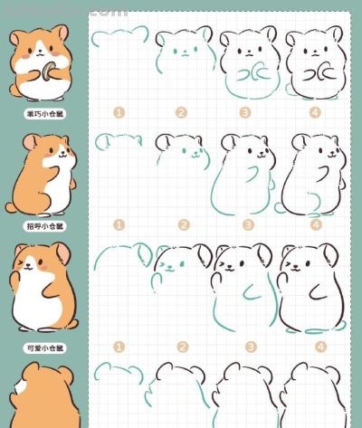 可爱简笔画小动物 ​教程 - 图画吧TUHUABA