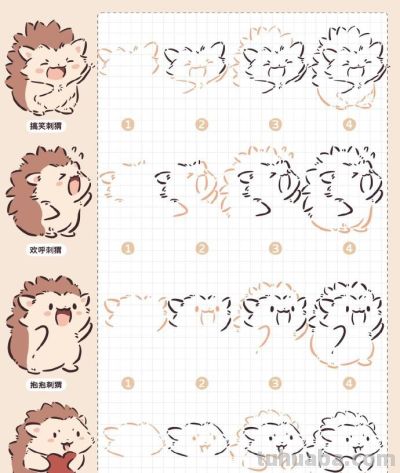 可爱简笔画小动物 ​教程 - 图画吧TUHUABA