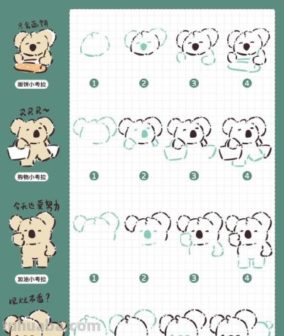 可爱简笔画小动物 ​教程 - 图画吧TUHUABA