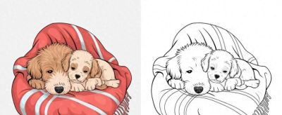 狗子的简笔画线稿和上色模板，临摹学画 - 今日头条