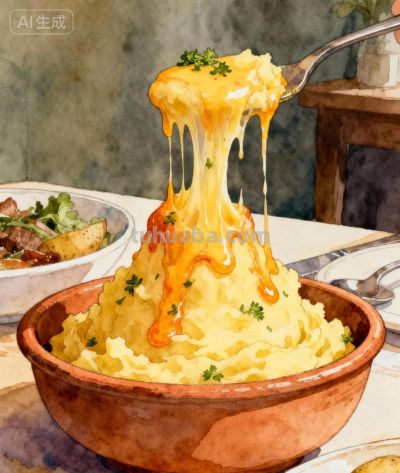 手绘风格吃播系列——芝士🧀土豆泥 - 图画吧TUHUABA