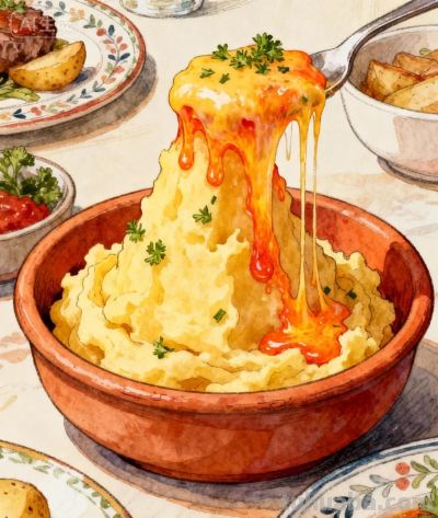 手绘风格吃播系列——芝士🧀土豆泥 - 图画吧TUHUABA