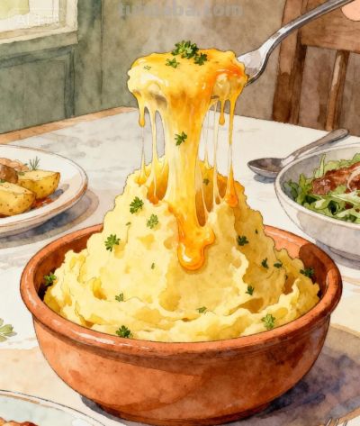 手绘风格吃播系列——芝士🧀土豆泥 - 图画吧TUHUABA