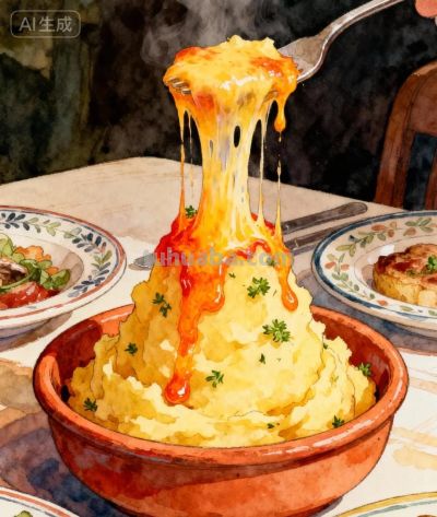 手绘风格吃播系列——芝士🧀土豆泥 - 图画吧TUHUABA