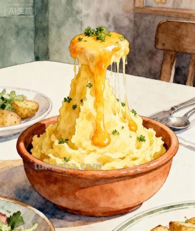 手绘风格吃播系列——芝士🧀土豆泥 - 图画吧TUHUABA