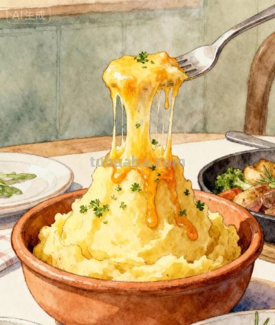 手绘风格吃播系列——芝士🧀土豆泥 - 图画吧TUHUABA