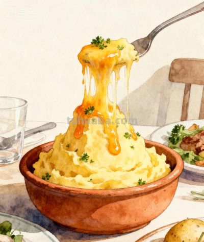 手绘风格吃播系列——芝士🧀土豆泥 - 图画吧TUHUABA
