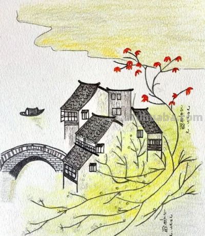 这一组彩铅画，真是别具一格，雅致非凡！ - 图画吧TUHUABA