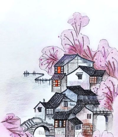 这一组彩铅画，真是别具一格，雅致非凡！ - 图画吧TUHUABA