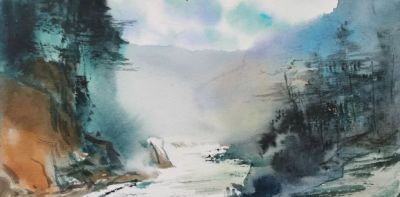 山海之间的宁静：陈国煌水彩作品 | 巴黎“回声：当代艺术展” - 图画吧TUHUABA