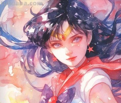 水彩美少女战士头像插画——sailor moon创意水彩风 - 图画吧TUHUABA