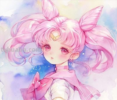 水彩美少女战士头像插画——sailor moon创意水彩风 - 图画吧TUHUABA