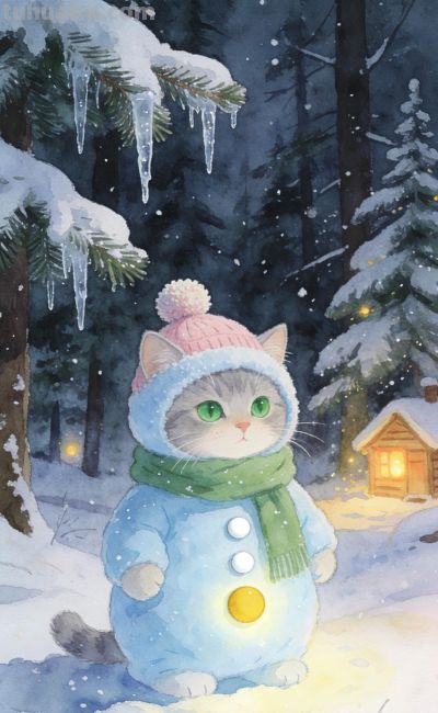 [31张]可爱小猫兔子雪人插图 - 今日头条