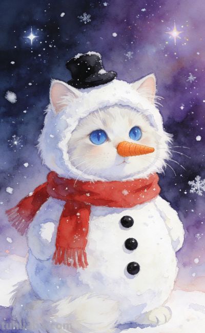 [31张]可爱小猫兔子雪人插图 - 图画吧TUHUABA