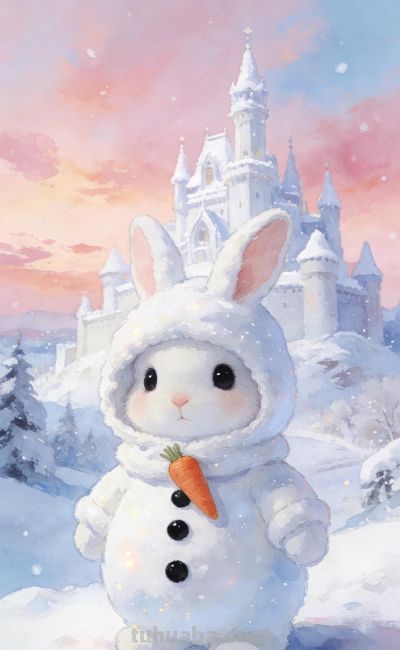 [31张]可爱小猫兔子雪人插图 - 图画吧TUHUABA