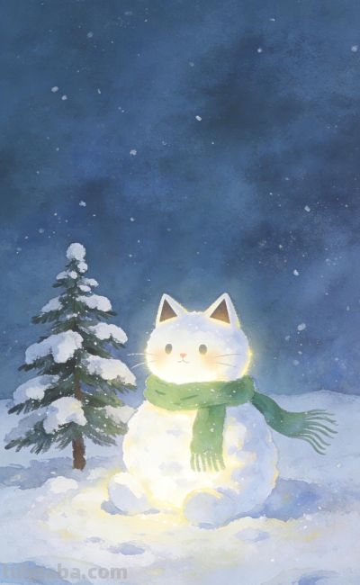 [31张]可爱小猫兔子雪人插图 - 图画吧TUHUABA