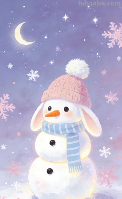 [31张]可爱小猫兔子雪人插图 - 图画吧TUHUABA