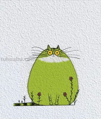萌趣胖猫插画 绿意盎然 可爱到爆丨每日简笔画I分享 - 今日头条