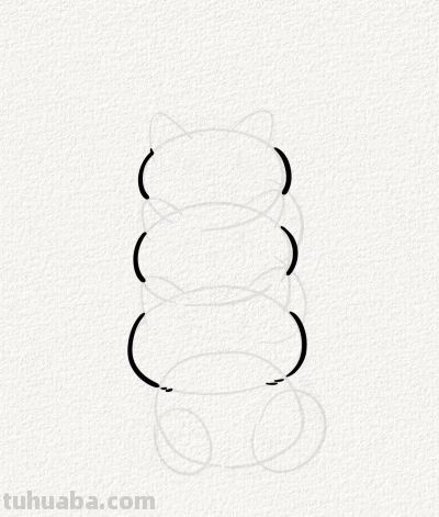 三猫叠福运 好事接踵来丨涂鸦简笔画分享 - 图画吧TUHUABA