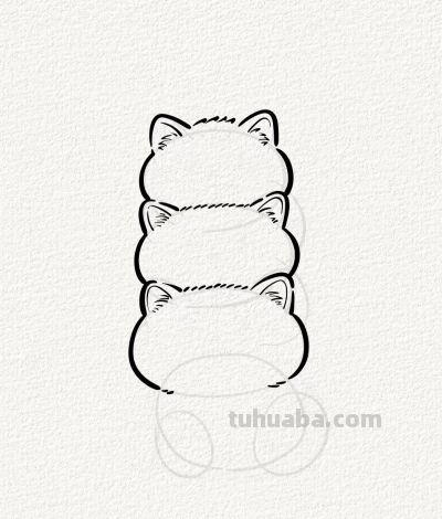 三猫叠福运 好事接踵来丨涂鸦简笔画分享 - 图画吧TUHUABA