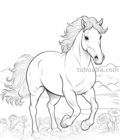 马年画马！马的简笔画线稿图 - 图画吧TUHUABA