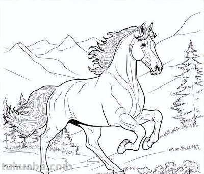 马年画马！马的简笔画线稿图 - 图画吧TUHUABA