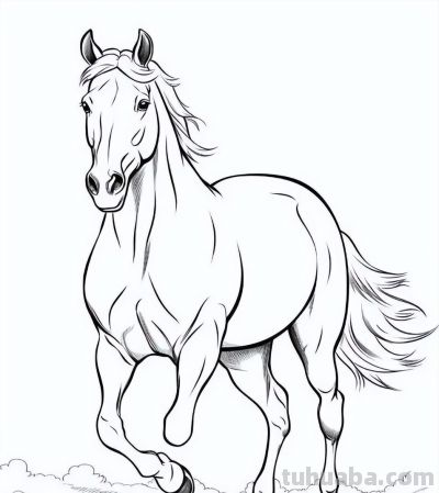 马年画马！马的简笔画线稿图 - 图画吧TUHUABA