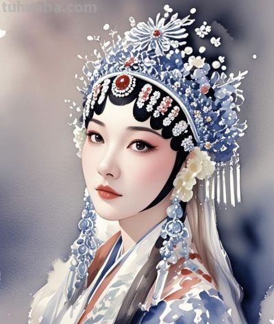 钢笔走线水彩铺色，戏服风华跃然纸上 - 图画吧TUHUABA