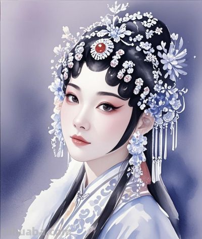 钢笔走线水彩铺色，戏服风华跃然纸上 - 图画吧TUHUABA