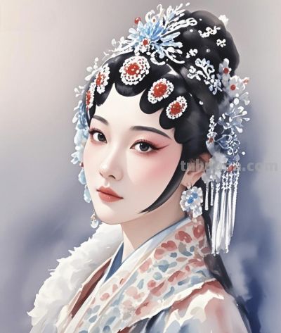 钢笔走线水彩铺色，戏服风华跃然纸上 - 图画吧TUHUABA