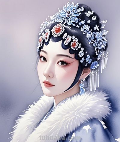 钢笔走线水彩铺色，戏服风华跃然纸上 - 图画吧TUHUABA