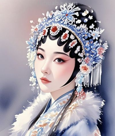 钢笔走线水彩铺色，戏服风华跃然纸上 - 图画吧TUHUABA