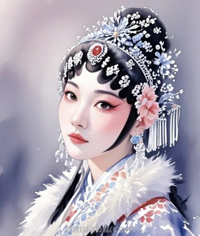 钢笔走线水彩铺色，戏服风华跃然纸上 - 图画吧TUHUABA