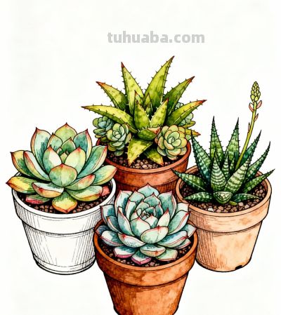 可爱的多肉植物 - 图画吧TUHUABA