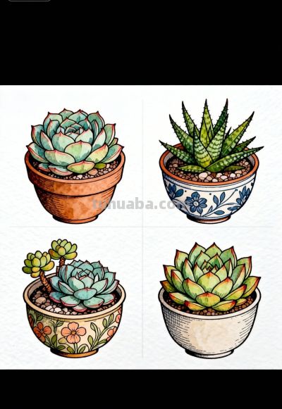 可爱的多肉植物 - 图画吧TUHUABA