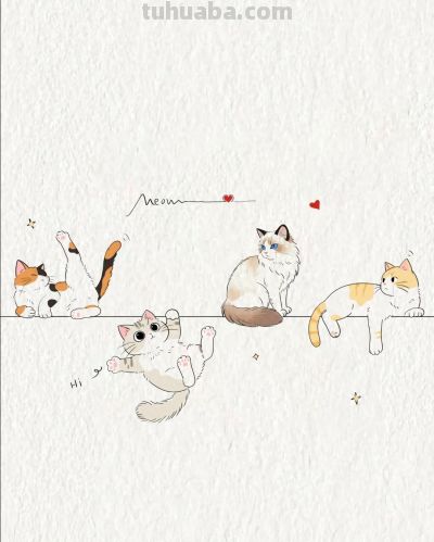 茜瓜简笔画分享丨嬉戏快乐的喵星人 - 今日头条