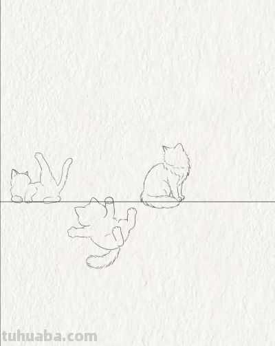 茜瓜简笔画分享丨嬉戏快乐的喵星人 - 图画吧TUHUABA