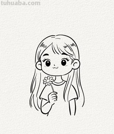 送你一朵小红花丨涂鸦简笔画分享 - 图画吧TUHUABA