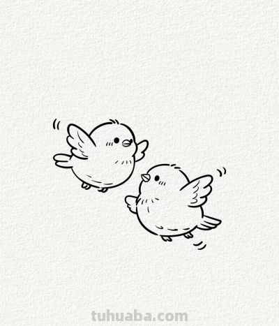 嬉戏中的鸟儿丨涂鸦简笔画分享 - 图画吧TUHUABA