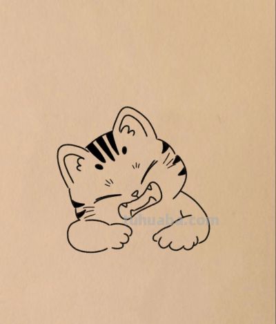 简笔画小猫努力学习知识中丨小白爱画画 - 图画吧TUHUABA