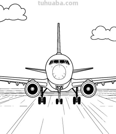 飞机的简笔画线稿图，临摹学画 - 图画吧TUHUABA