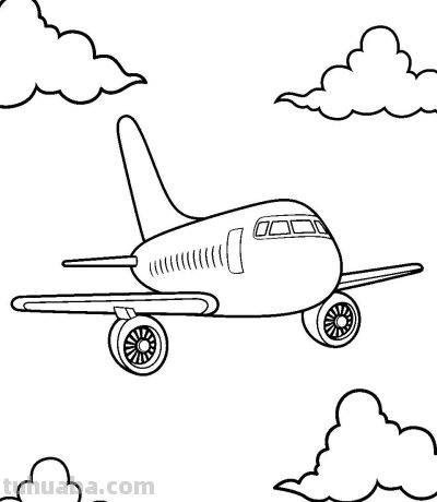 飞机的简笔画线稿图，临摹学画 - 图画吧TUHUABA