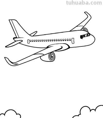 飞机的简笔画线稿图，临摹学画 - 图画吧TUHUABA