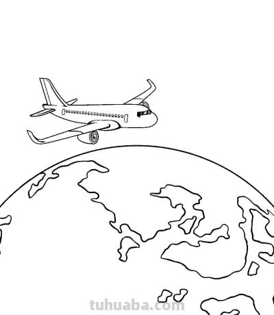 飞机的简笔画线稿图，临摹学画 - 图画吧TUHUABA