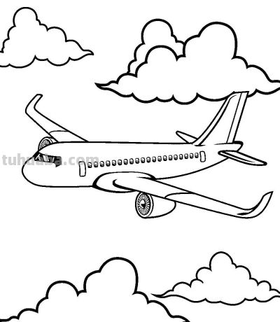 飞机的简笔画线稿图，临摹学画 - 图画吧TUHUABA