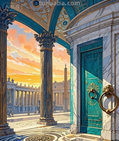 跟着插画去旅行—夕阳余晖下的罗马古城 - 图画吧TUHUABA